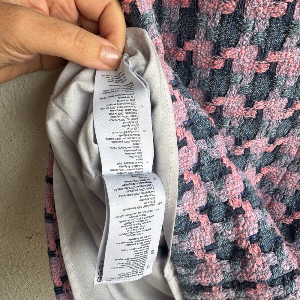 Sandro Amadora Denim Trim Houndstooth Tweed Mini Dress - Picture 11 of 13